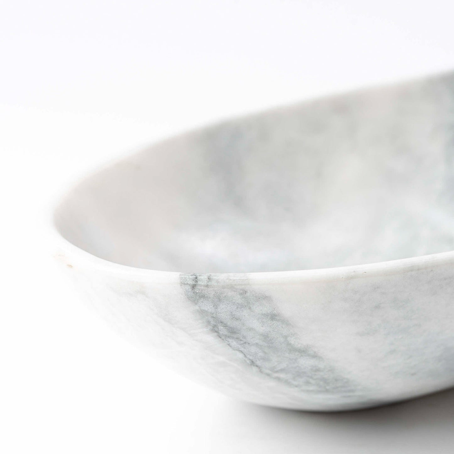 Marmor Schale oval weißgrau - Medium