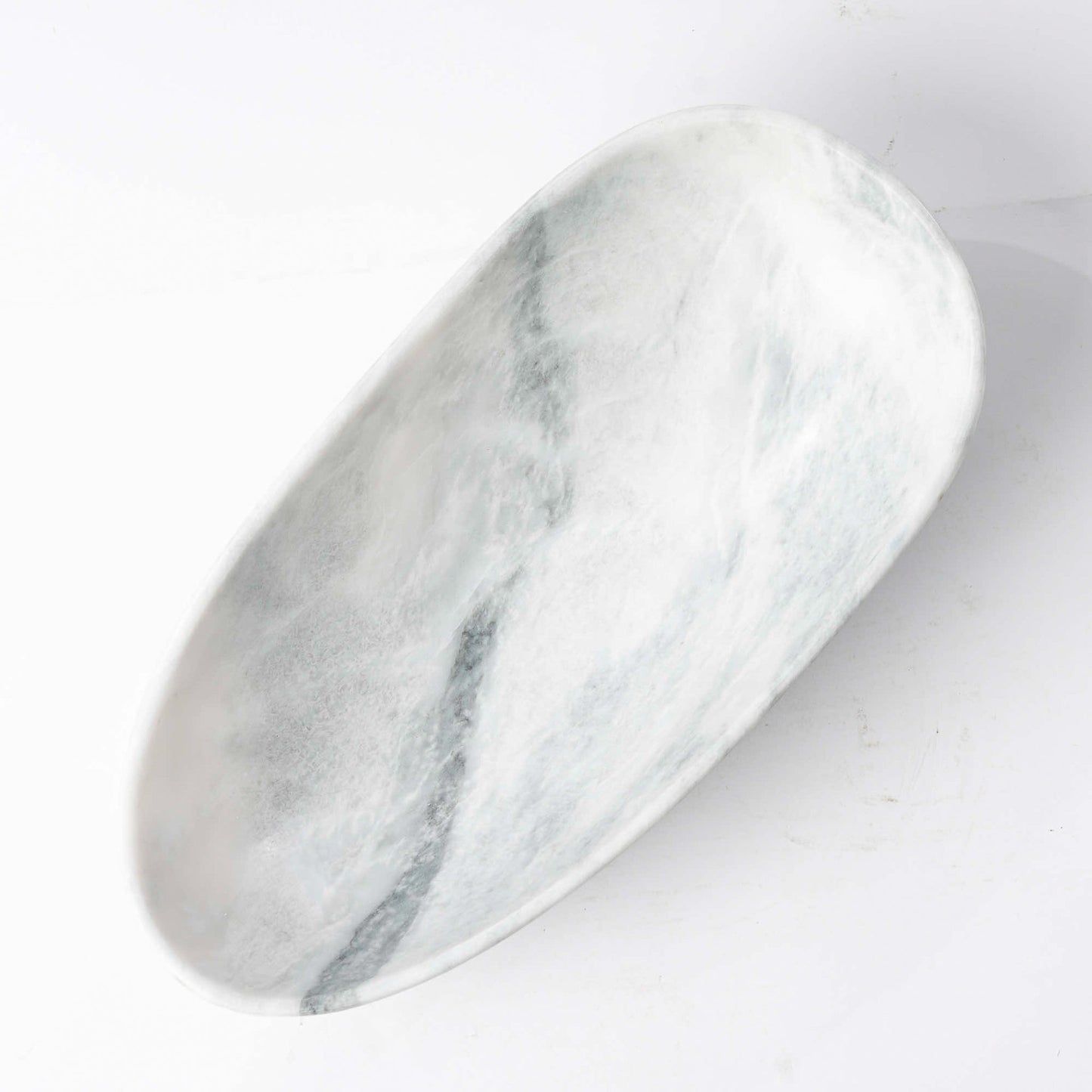 Marmor Schale oval weißgrau - Medium
