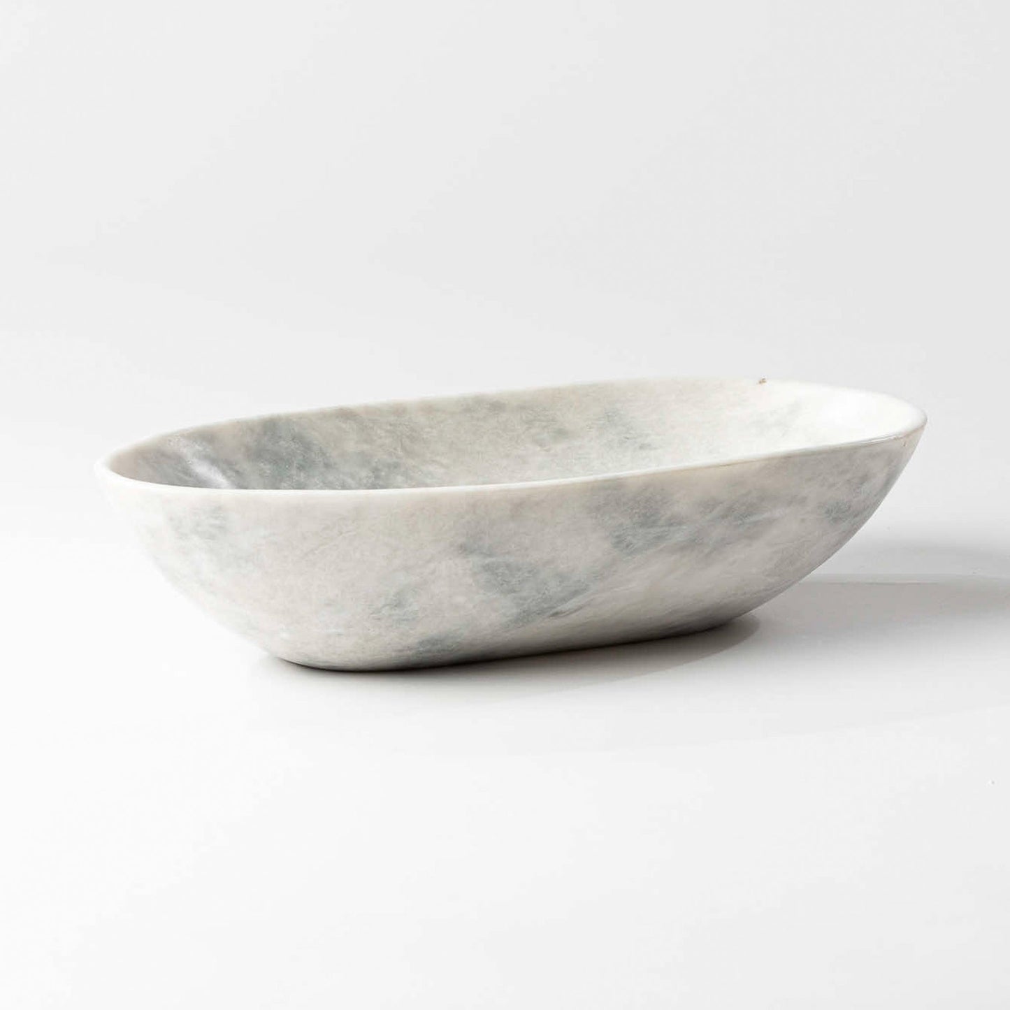 Marmor Schale oval weißgrau - Medium