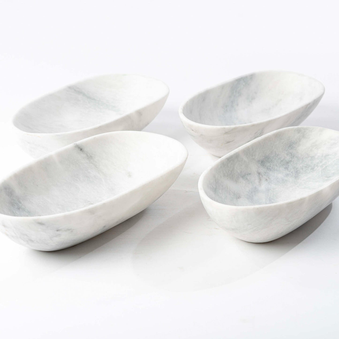 Marmor Schale oval weißgrau - Small
