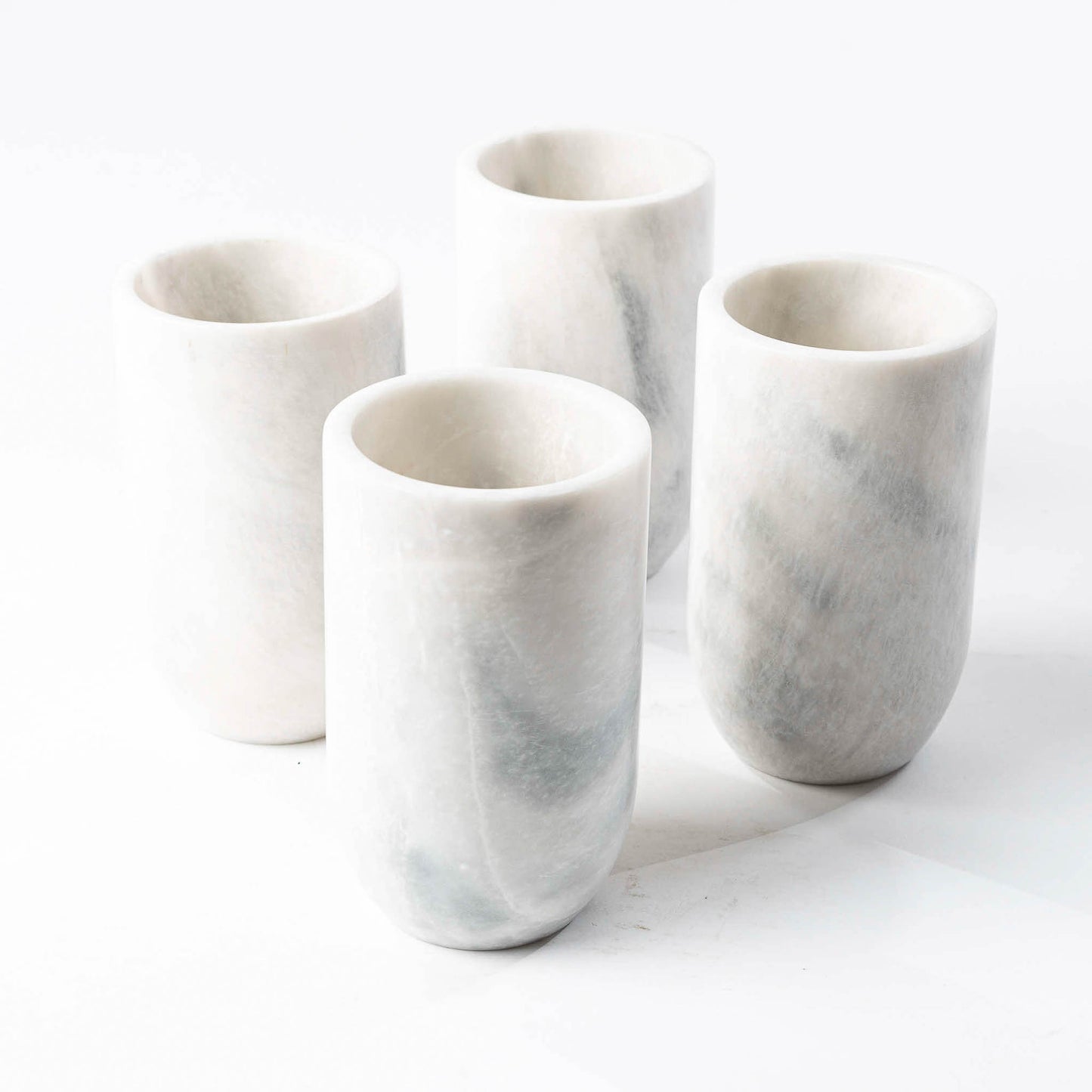 Marmor Vase rund weißgrau