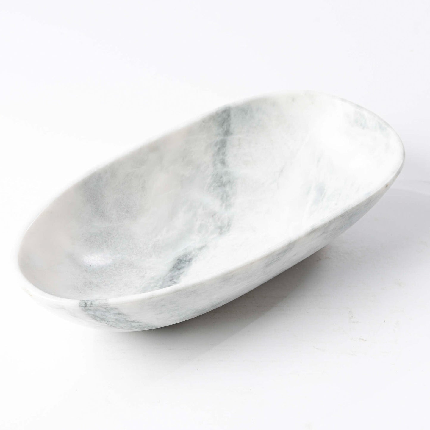 Marmor Schale oval weißgrau - Medium