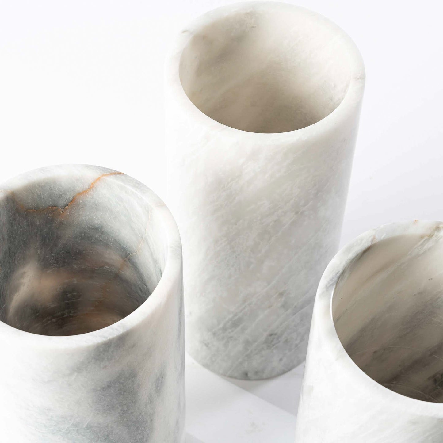 Marmor Vase rund weißgrau - Medium