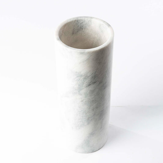 Marmor Vase rund weißgrau - Large