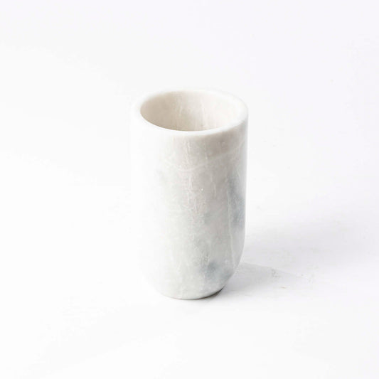 Marmor Vase rund weißgrau