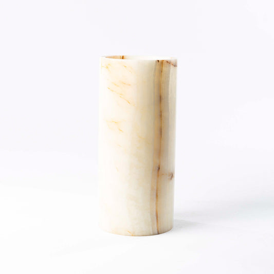 Onyx Vase rund creme - Medium